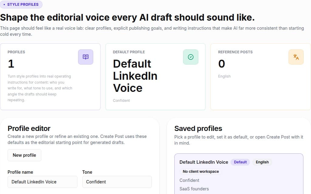 Brand voice settings for bilingual LinkedIn posts